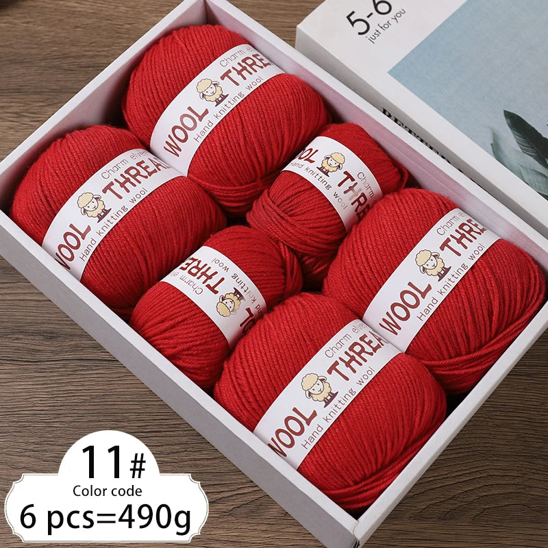 Medium Coarse Wool Yarn Balls 6 Pack