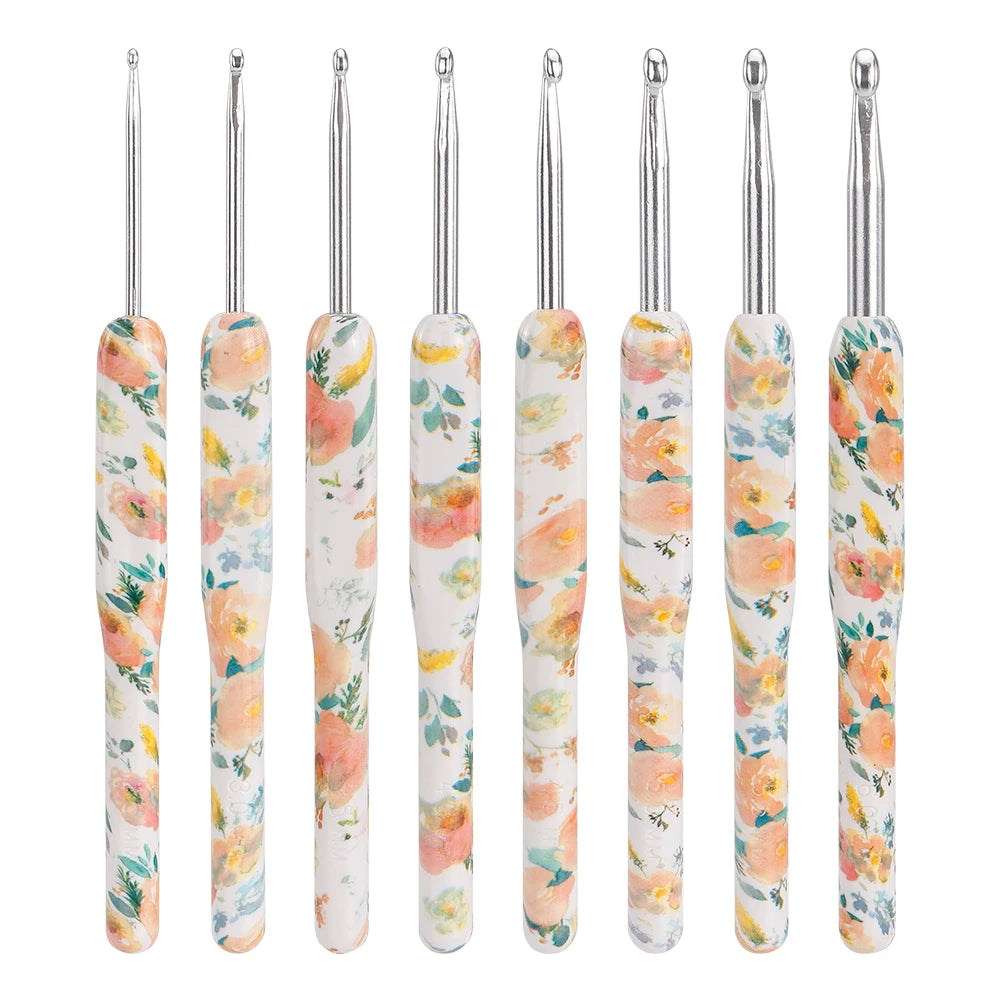 Flower Aluminium Crochet Hook Needles 2.5-6mm 8pcs Set