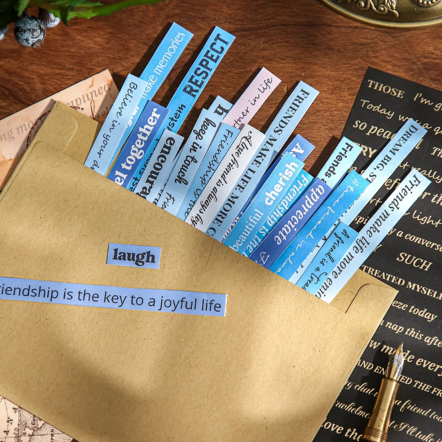 40 Sheets Retro English Text Stickers Book