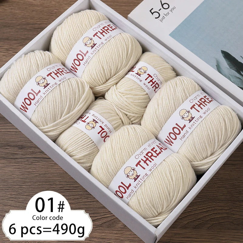 Medium Coarse Wool Yarn Balls 6 Pack