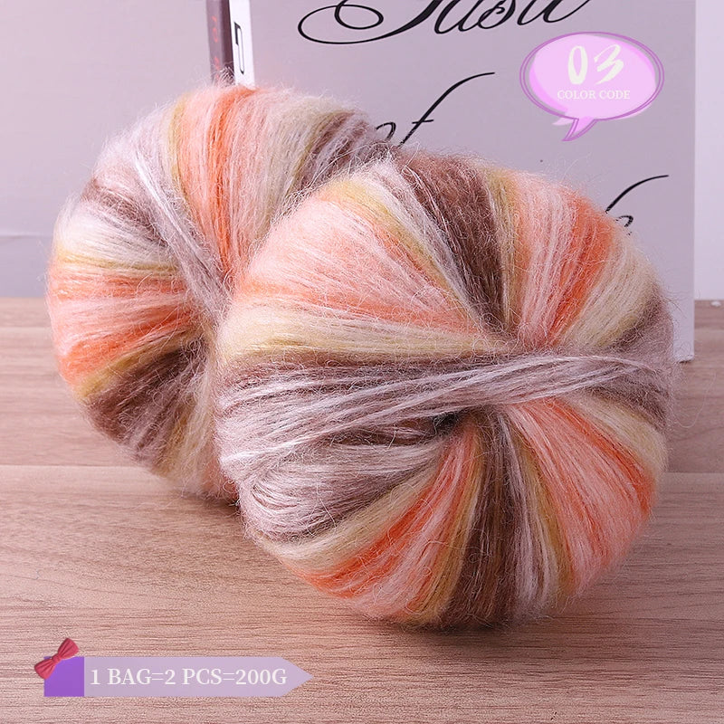 Rainbow Dyed Wool Blend Chunky Yarn Balls 2 Pack