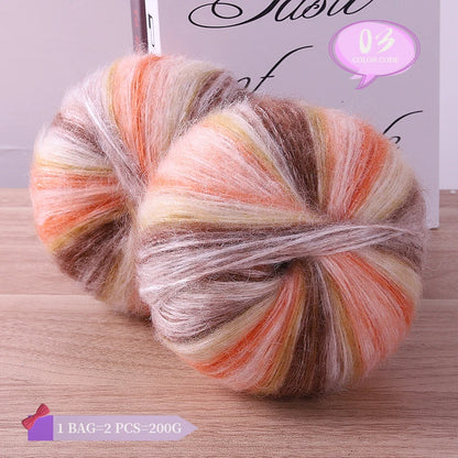 Rainbow Dyed Wool Blend Chunky Yarn Balls 2 Pack