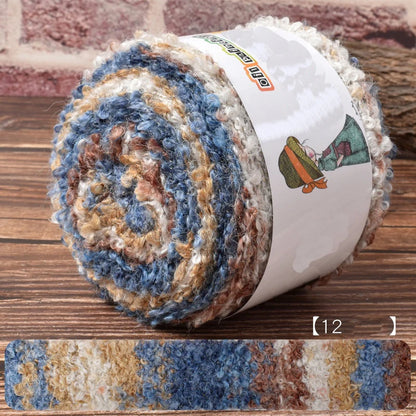 Warm Rainbow Gradient Oil Painting Fluffy Wool Yarn Ball