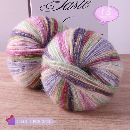 Rainbow Dyed Wool Blend Chunky Yarn Balls 2 Pack