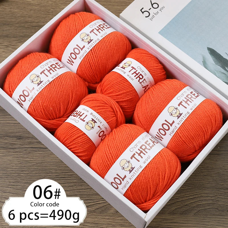 Medium Coarse Wool Yarn Balls 6 Pack