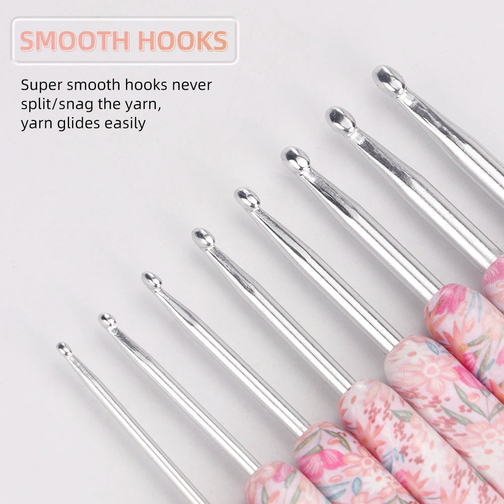 Flower Aluminium Crochet Hook Needles 2.5-6mm 8pcs Set