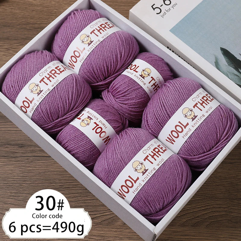 Medium Coarse Wool Yarn Balls 6 Pack