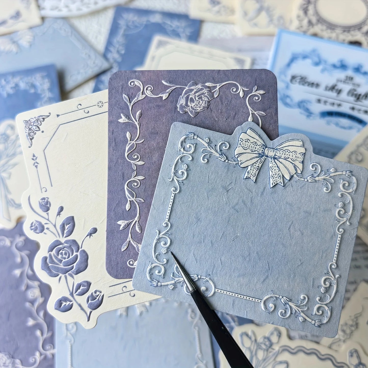 30 Sheets Retro Embossed Lace Scrapbooking Paper