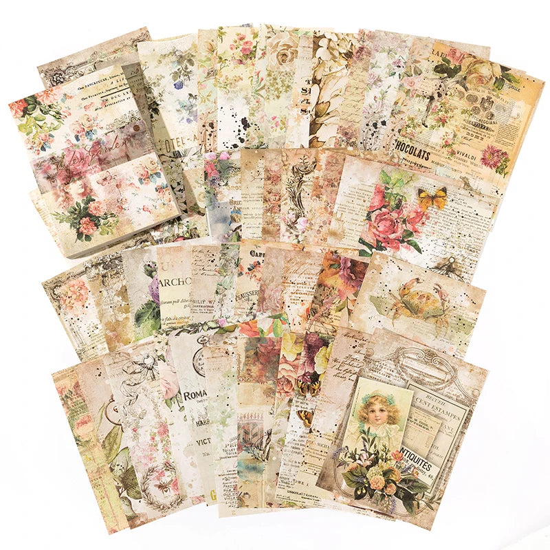 100 Sheets Vintage Material Scrapbooking Paper