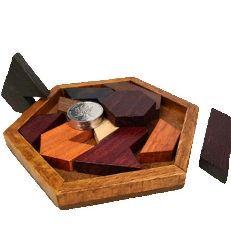 Wooden Geometric Shape Jigsaw Board Brain Teaser Puzzle