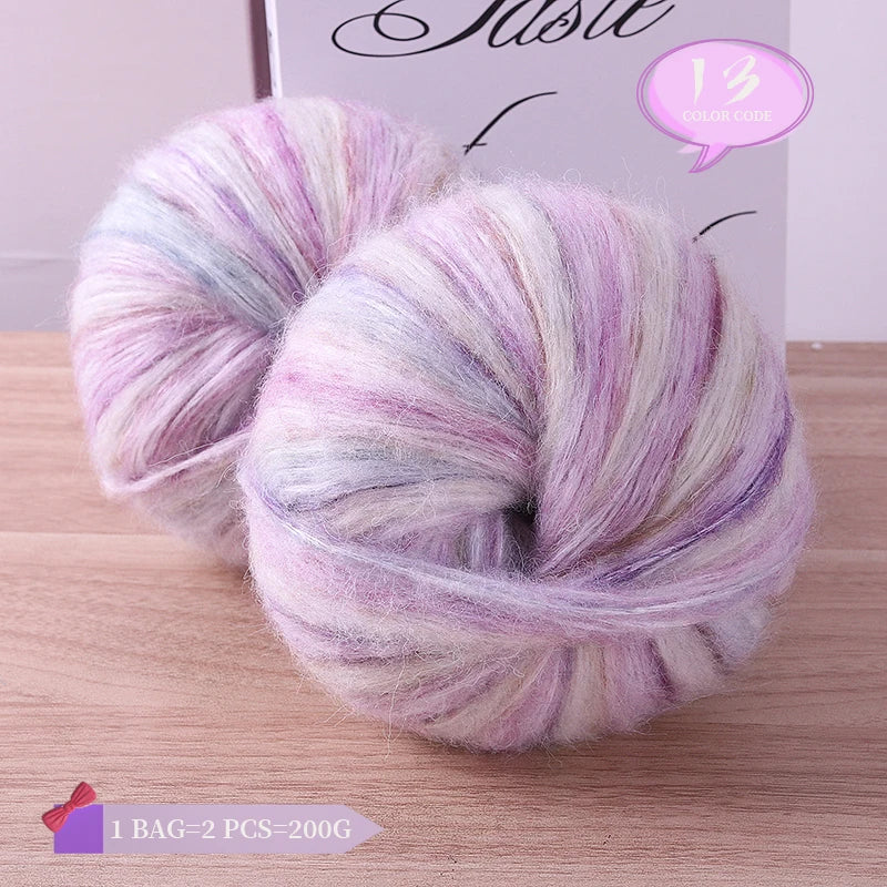 Rainbow Dyed Wool Blend Chunky Yarn Balls 2 Pack