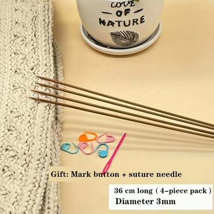 Bamboo Knitting Double Pointed 36cm Needles 4pcs Set