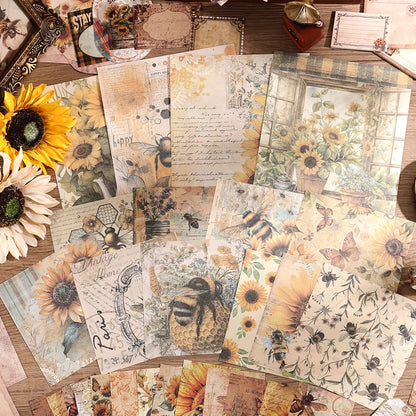Vintage Sunflower Bullet Journal Scrapbooking Set