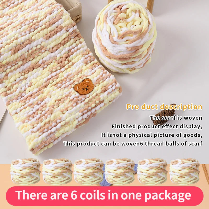 Thick Chenille Fluffy Soft Yarn Balls 6 Pack