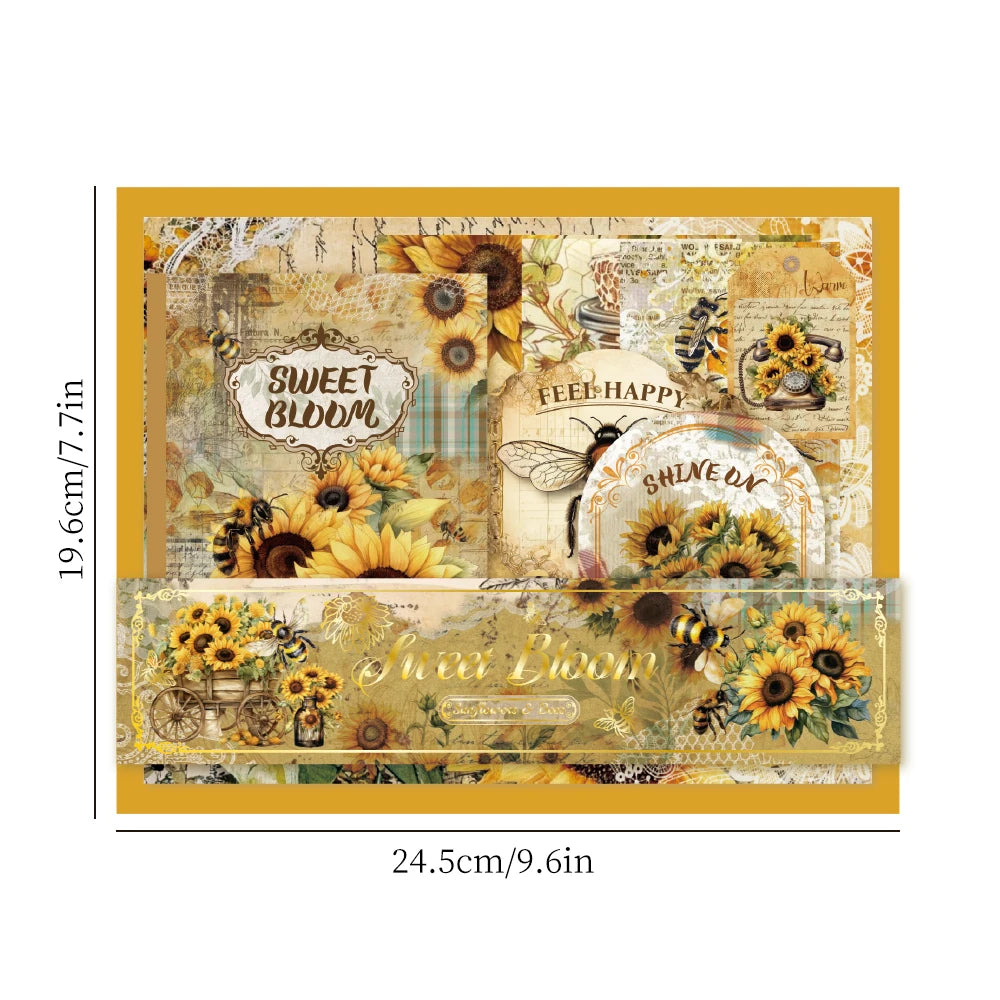 Vintage Sunflower Bullet Journal Scrapbooking Set