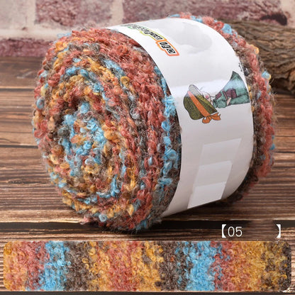 Warm Rainbow Gradient Oil Painting Fluffy Wool Yarn Ball