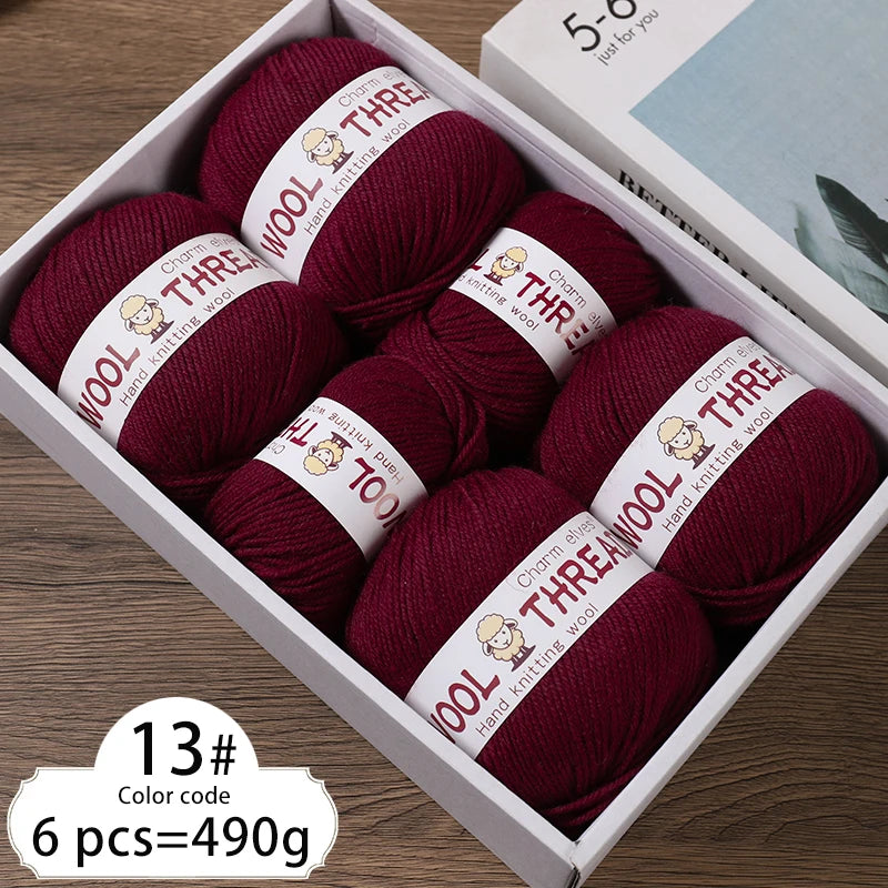 Medium Coarse Wool Yarn Balls 6 Pack