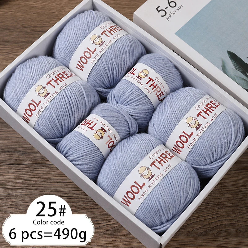 Medium Coarse Wool Yarn Balls 6 Pack