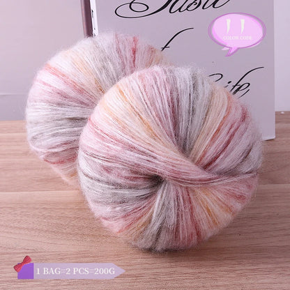 Rainbow Dyed Wool Blend Chunky Yarn Balls 2 Pack