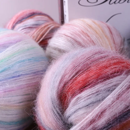 Rainbow Dyed Wool Blend Chunky Yarn Balls 2 Pack