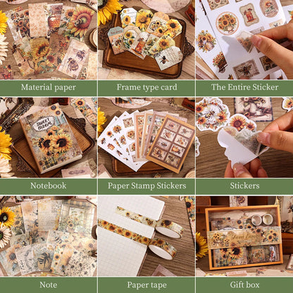 Vintage Sunflower Bullet Journal Scrapbooking Set