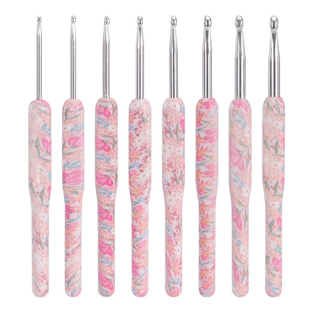 Flower Aluminium Crochet Hook Needles 2.5-6mm 8pcs Set