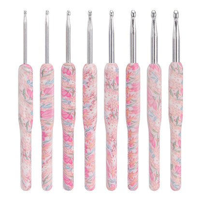 Flower Aluminium Crochet Hook Needles 2.5-6mm 8pcs Set