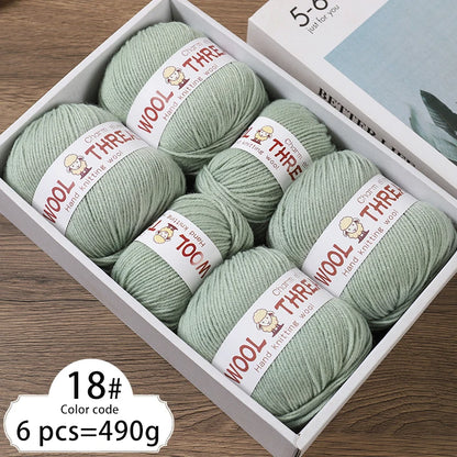 Medium Coarse Wool Yarn Balls 6 Pack