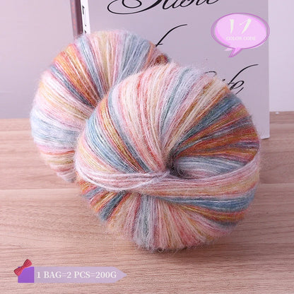 Rainbow Dyed Wool Blend Chunky Yarn Balls 2 Pack