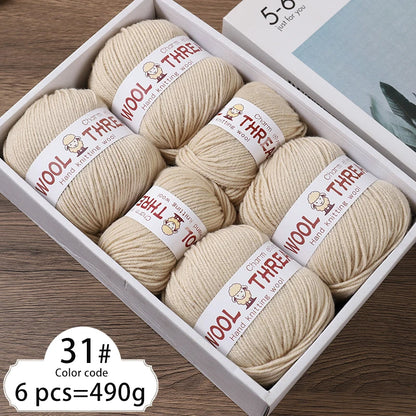 Medium Coarse Wool Yarn Balls 6 Pack
