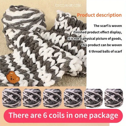 Thick Chenille Fluffy Soft Yarn Balls 6 Pack