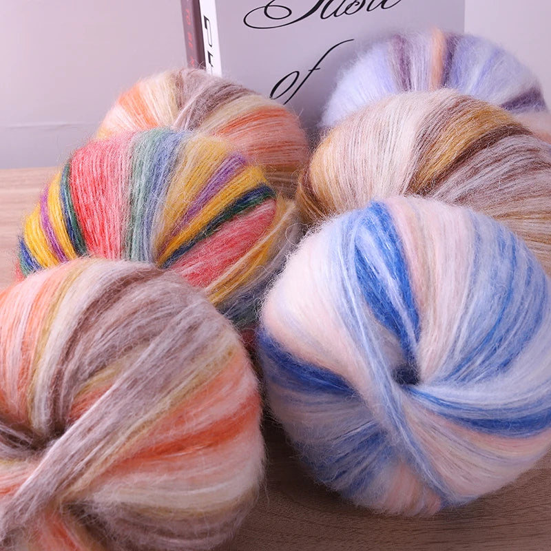 Rainbow Dyed Wool Blend Chunky Yarn Balls 2 Pack