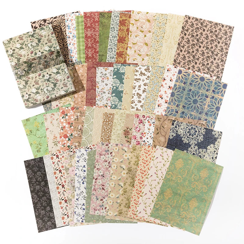 100 Sheets Vintage Material Scrapbooking Paper