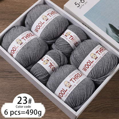 Medium Coarse Wool Yarn Balls 6 Pack