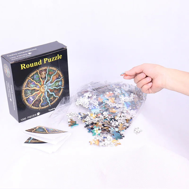 Rompecabezas redondo de 1000 piezas de las 12 constelaciones