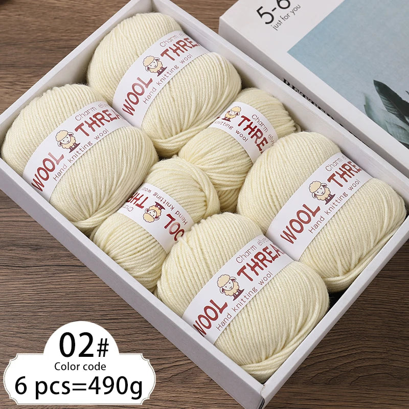 Medium Coarse Wool Yarn Balls 6 Pack