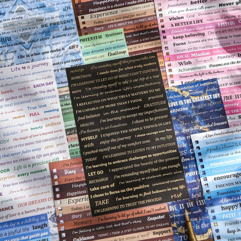 40 Sheets Retro English Text Stickers Book