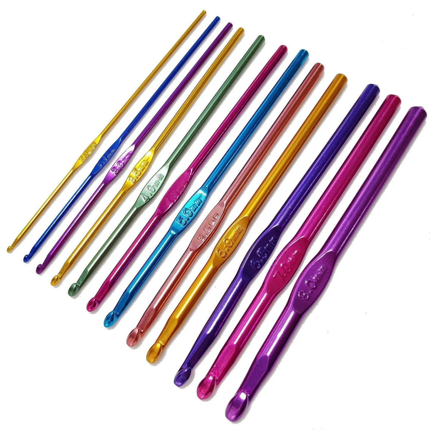 Rainbow Aluminium Crochet Hook Needles 2-10mm 14pcs Set
