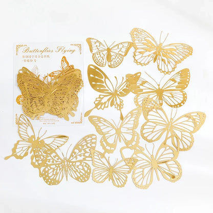 10pcs Gold Lace Leaf Scrapbooking Stickers