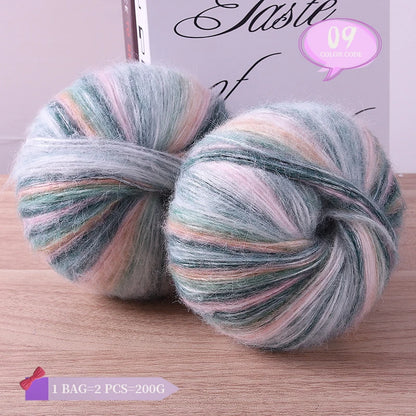 Rainbow Dyed Wool Blend Chunky Yarn Balls 2 Pack