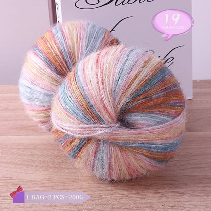 Rainbow Dyed Wool Blend Chunky Yarn Balls 2 Pack