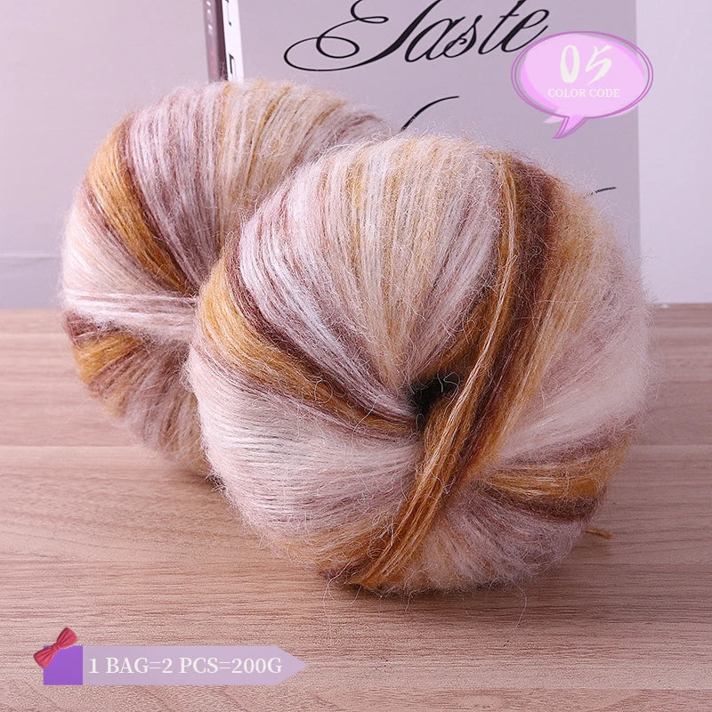 Rainbow Dyed Wool Blend Chunky Yarn Balls 2 Pack