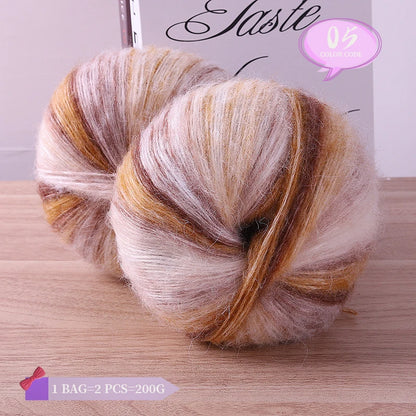 Rainbow Dyed Wool Blend Chunky Yarn Balls 2 Pack