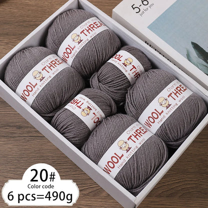 Medium Coarse Wool Yarn Balls 6 Pack