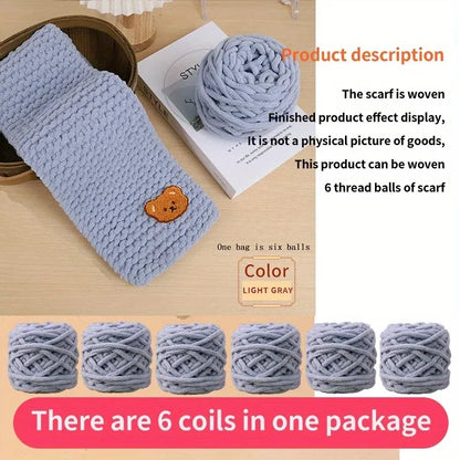 Thick Chenille Fluffy Soft Yarn Balls 6 Pack