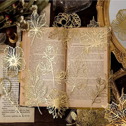 10pcs Gold Lace Leaf Scrapbooking Stickers