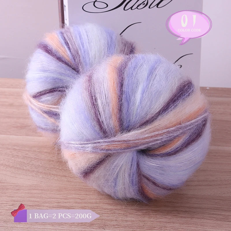 Rainbow Dyed Wool Blend Chunky Yarn Balls 2 Pack