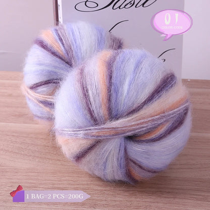 Rainbow Dyed Wool Blend Chunky Yarn Balls 2 Pack