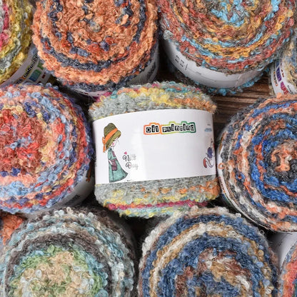 Warm Rainbow Gradient Oil Painting Fluffy Wool Yarn Ball