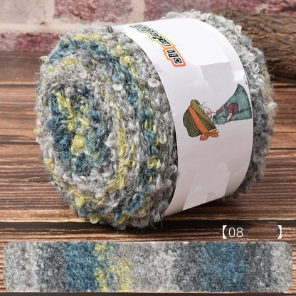 Warm Rainbow Gradient Oil Painting Fluffy Wool Yarn Ball